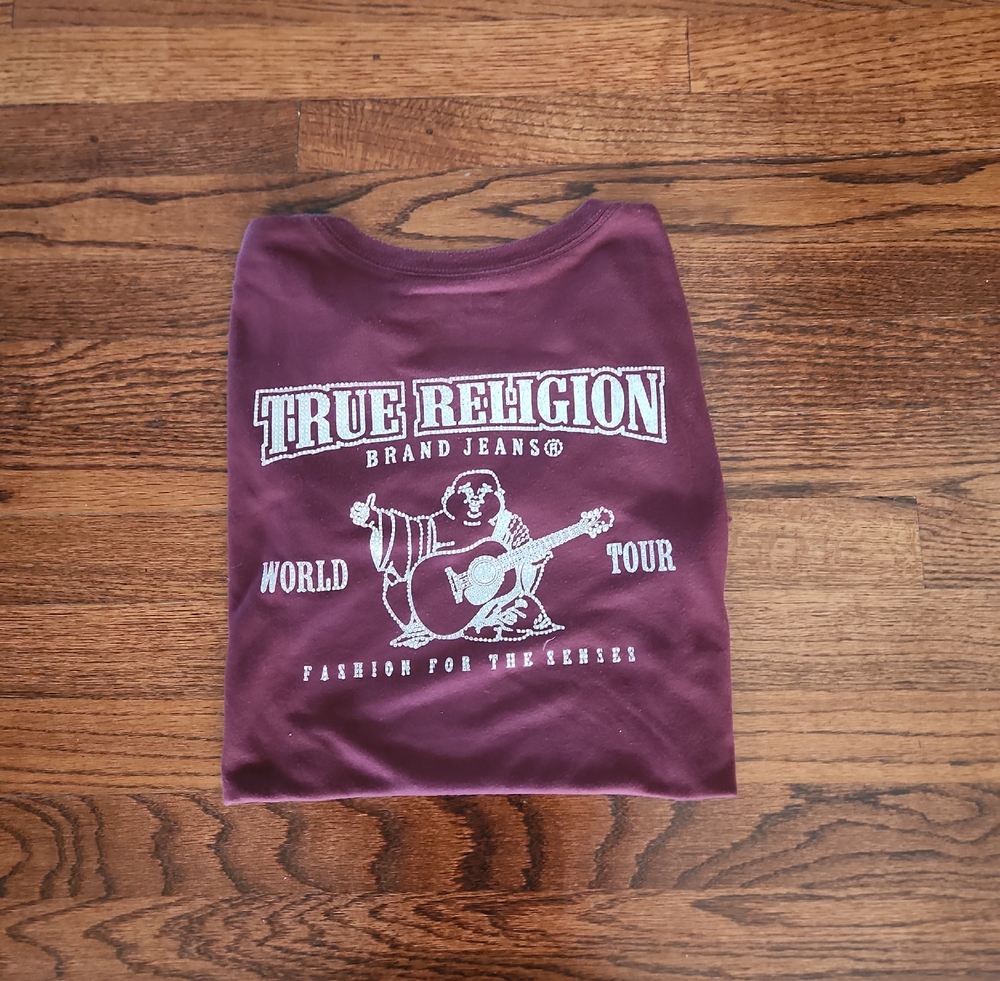 True Religion Kids Burgundy Graphic Tee with White Print